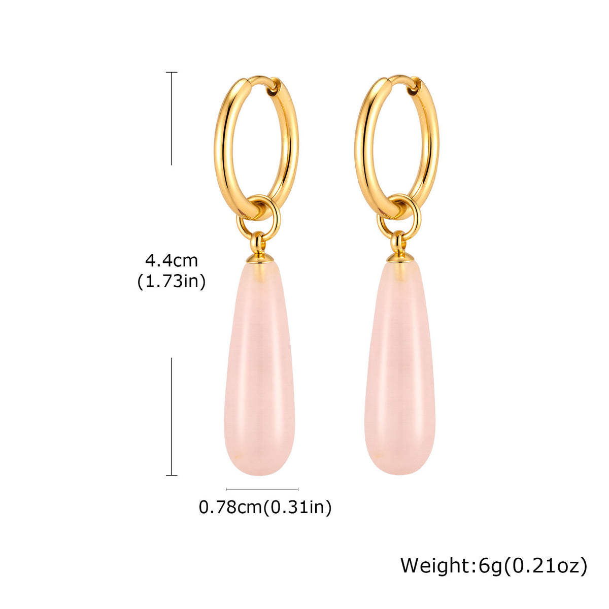 Natural Stone Teardrop Hoop Earrings — 5 Gemstones