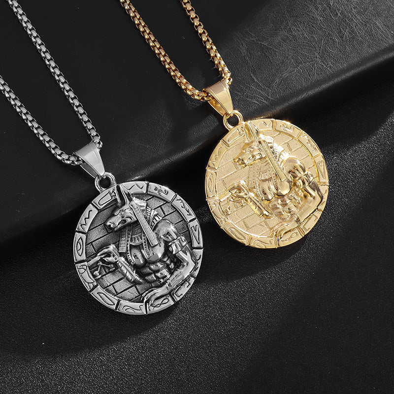 Anubis Pendant Necklace By Planderful Unisex Hip Hop Inspired Gold Plated Titanium Steel Jewelry