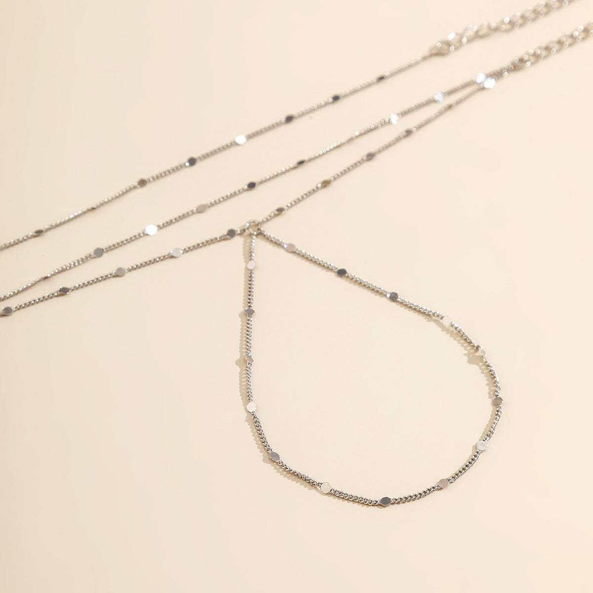 European and American Handmade Jewelry Set with Multi-layer Sequin Chain