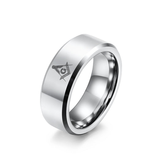 Cross-Border European and American Masonic Tungsten Ring