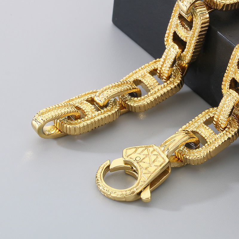 Planderful 12mm Chain Stainless Mens Punk Bracelet Bold