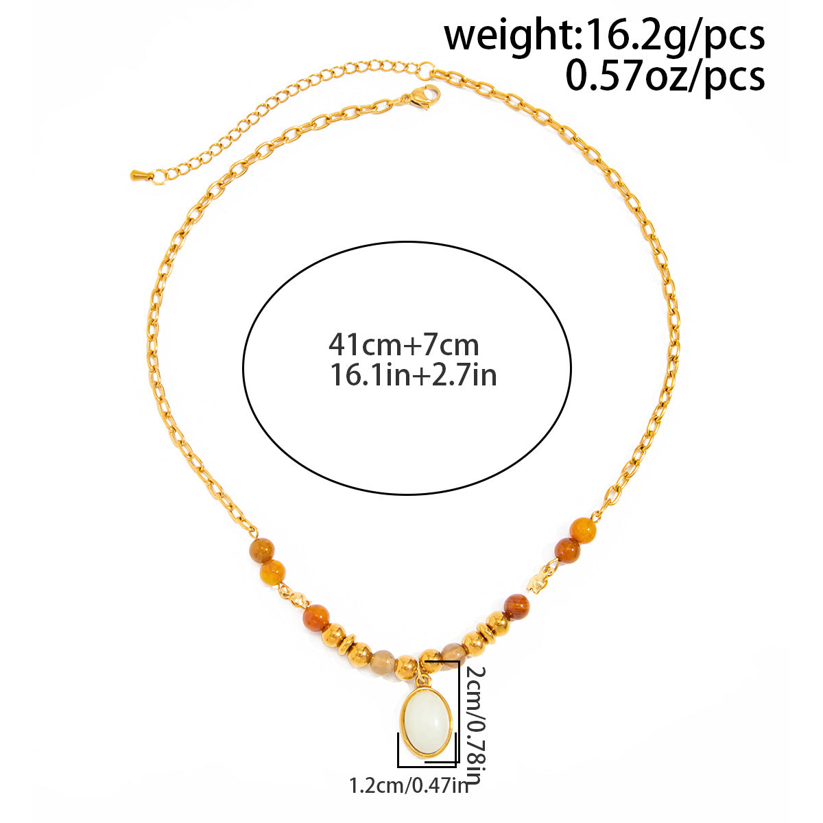 Vacation Gravel Pendant Beaded Collarbone Chain Retro Colored Gemstone Stainless Steel Neck Necklace