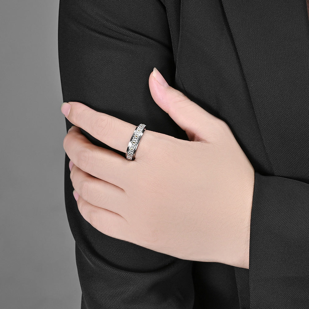 Planderful Rotating Daisy Ring Titanium Steel Durable For Women Men Size 5 To 10 Elegant Sunflower Jewelry