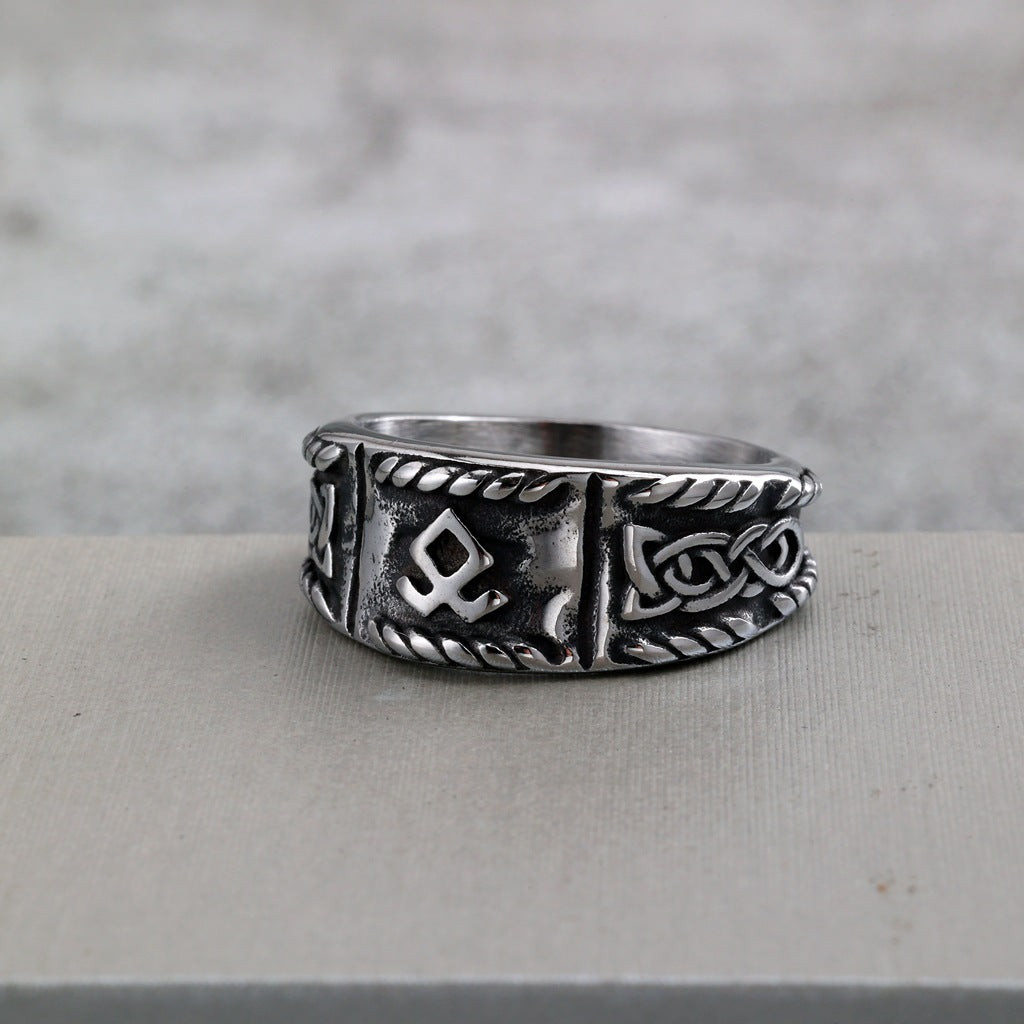 Vintage Viking Stainless Steel Men's Ring