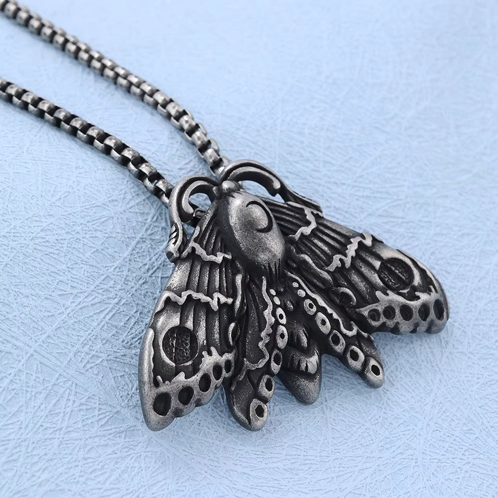 Gothic Skull Butterfly Stainless Steel Men's Pendant Necklace