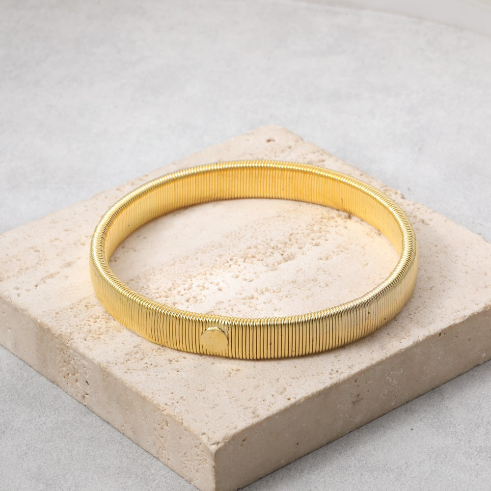 Planderful Savanna Rhythms Bracelet Set – Exaggerated Metal Design with Zircon Encrusted Detail