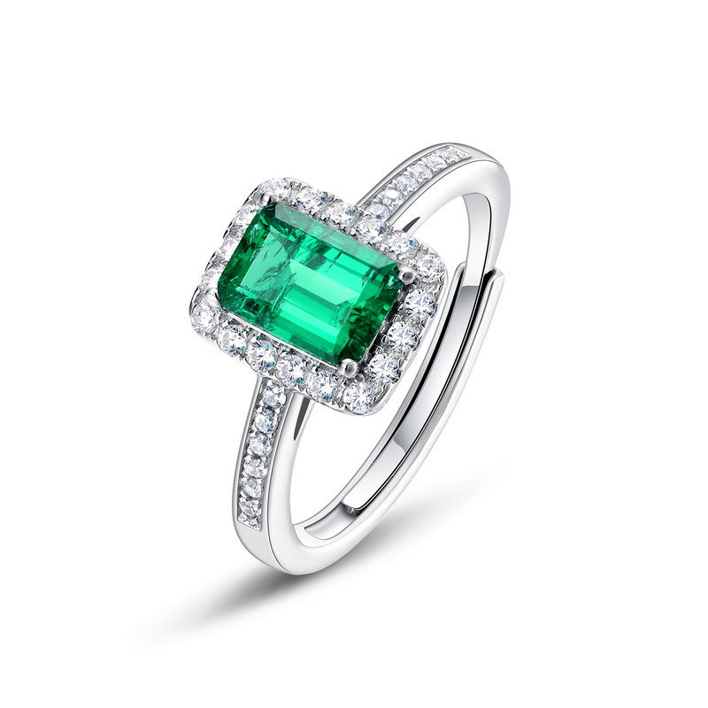 Planderful Vintage Lab-Grown Emerald Sterling Silver Ring – Style 2