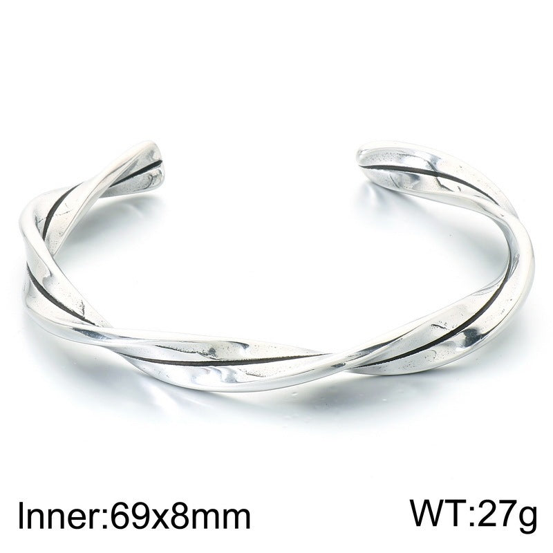 Mobius Twist Open Stainless Steel Bracelet Water Drop Double Head Stainless Steel Unisex