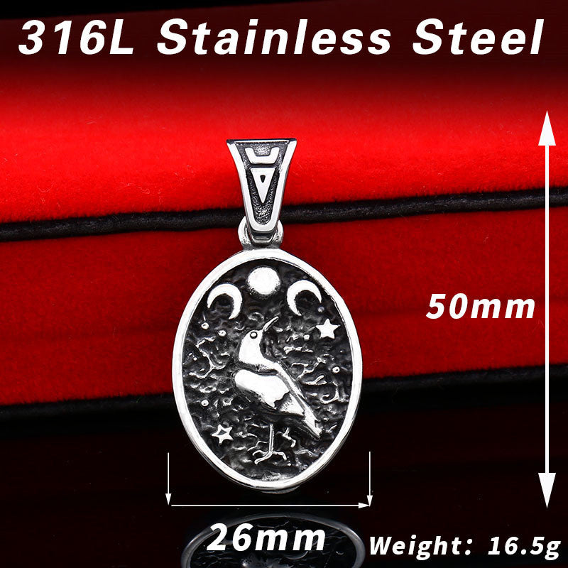 Titanium Steel Viking Moon Pendant for Men - Stylish European and American Fashion Jewelry