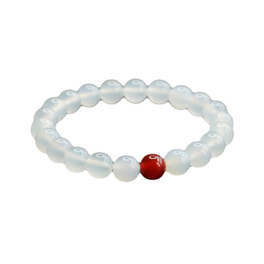 Chalcedony and Red Agate Sterling Silver Bracelet