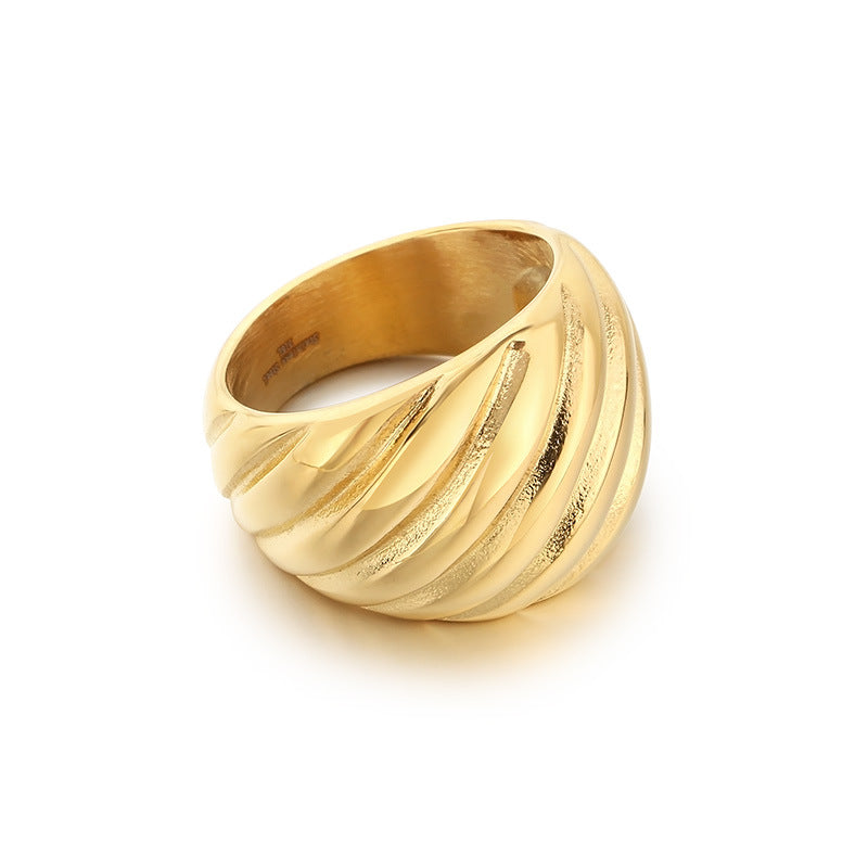 Planderful Mens Ring Twisted Stainless Steel Gold Plated