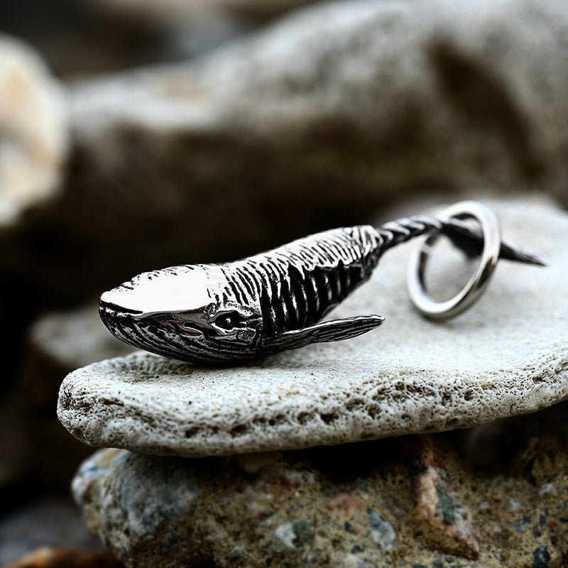 Planderful Everyday Genie Retro Whale Titanium Steel Pendant for Men