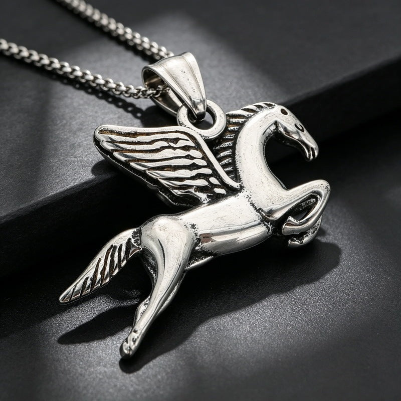 Year Of The Horse Necklace, Pegasus Phoenix Retro Old National Style Mythical Beast