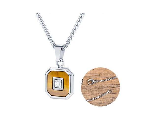 Lapis Lazuli Zircon Stainless Steel Necklace for Men