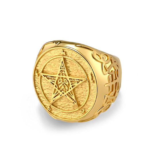 Steel Ring – Vintage Men's Pentagram