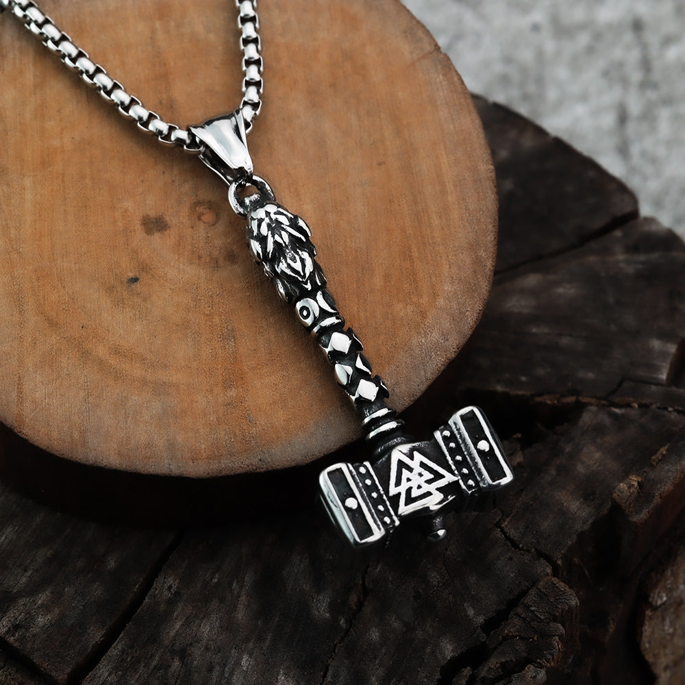 Titanium Steel Viking Necklace With Quake Triangular Pendant For Men Planderful Nordic Gift