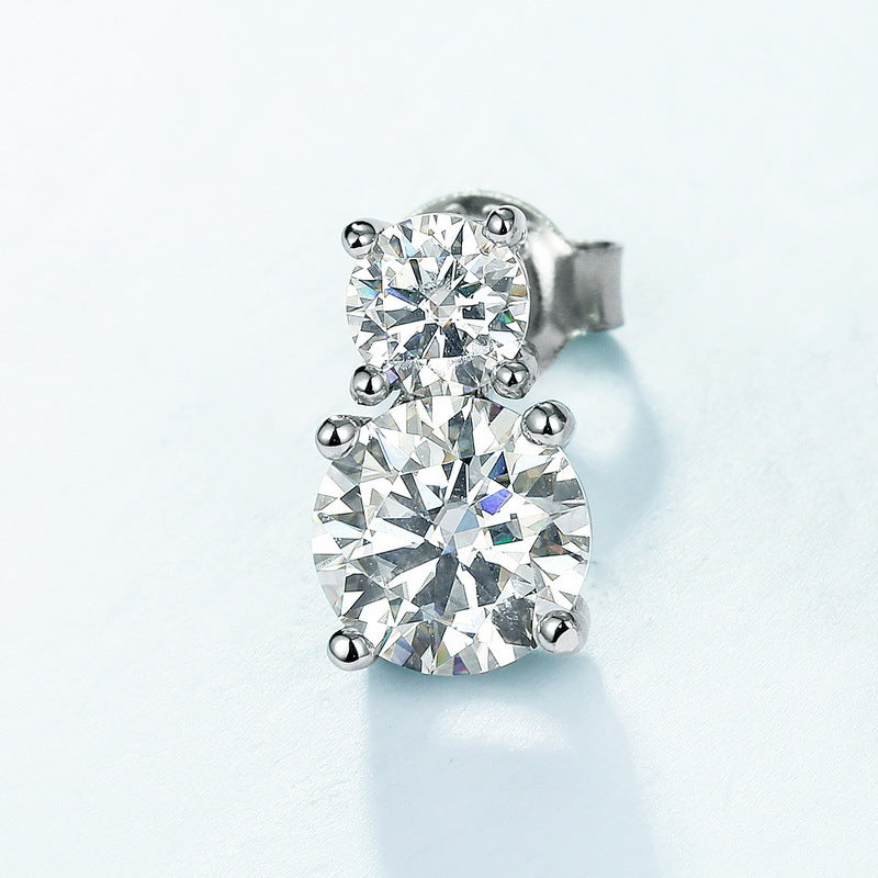 S925 Sterling Silver Gold-Plated Moissanite Round Stud Earrings