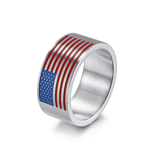 Cross-Border Hot-Selling National Flag Titanium Steel Ring