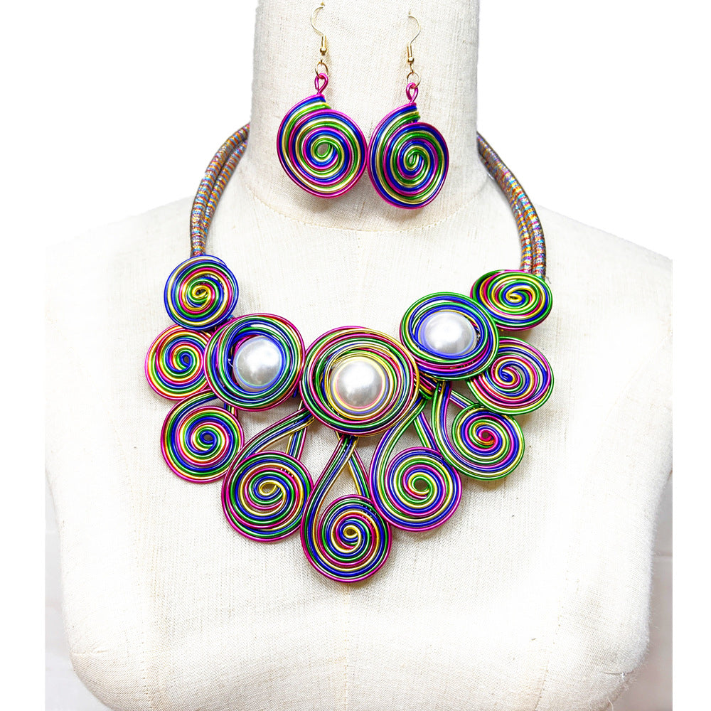 Planderful Savanna Rhythms Necklace and Earrings Set – Elegant Handmade Design