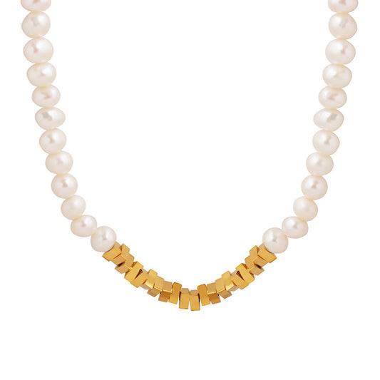 French Instagram Trendy Pearl Triangle Pendant Necklace