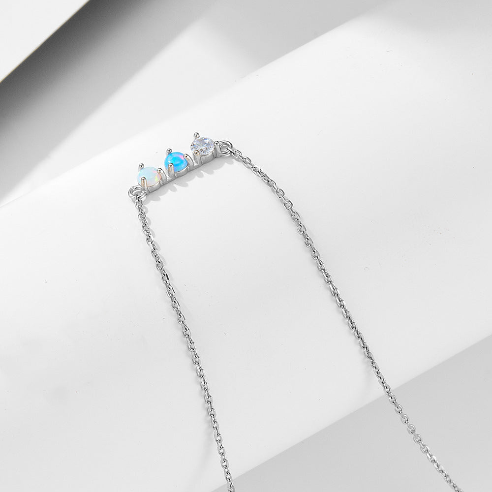 Color Opal Sterling Silver Necklace Versatile Necklace