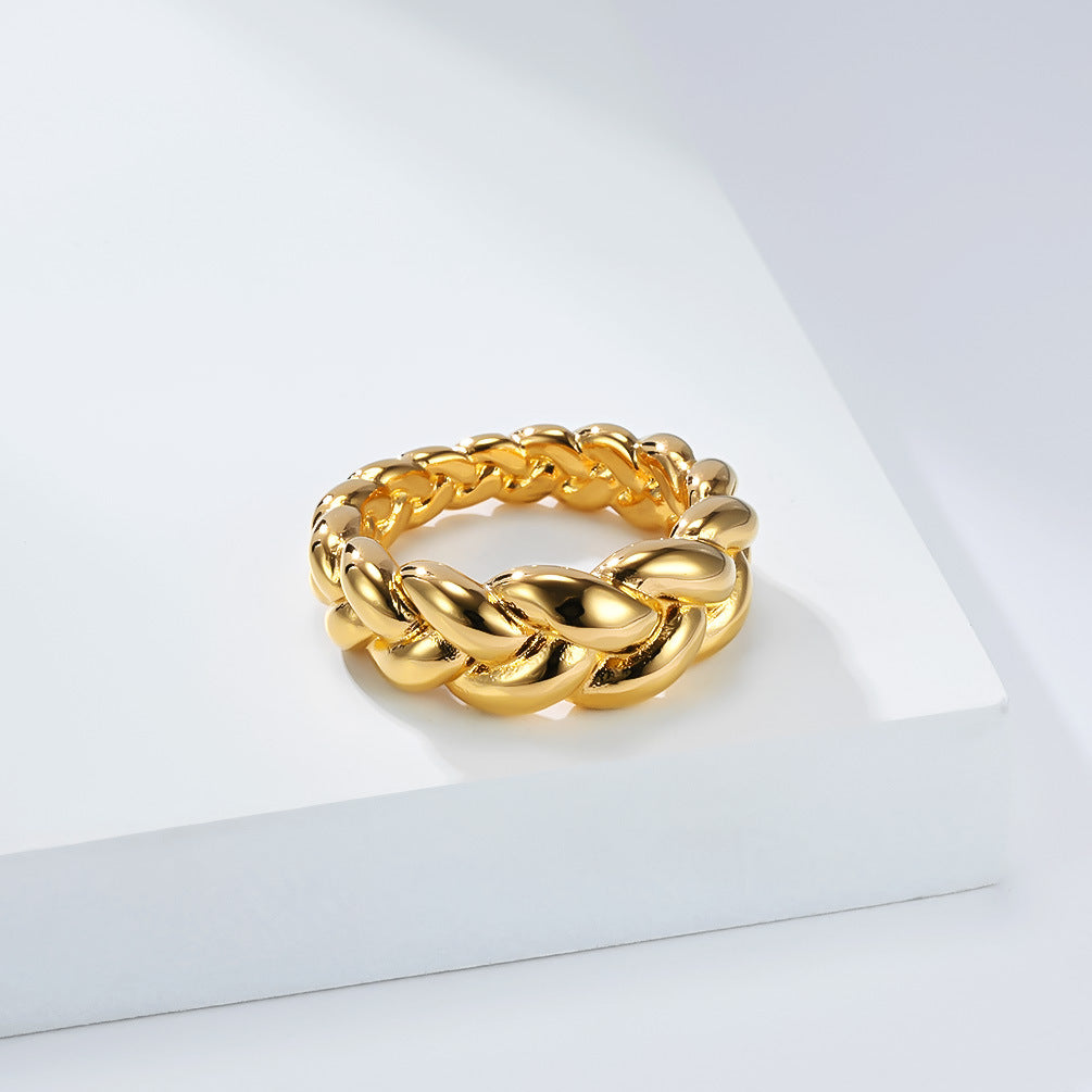 Steel Ring - Elegant Everyday Wear Twist Weave Unisex Jewelry Planderful Timeless Accessory