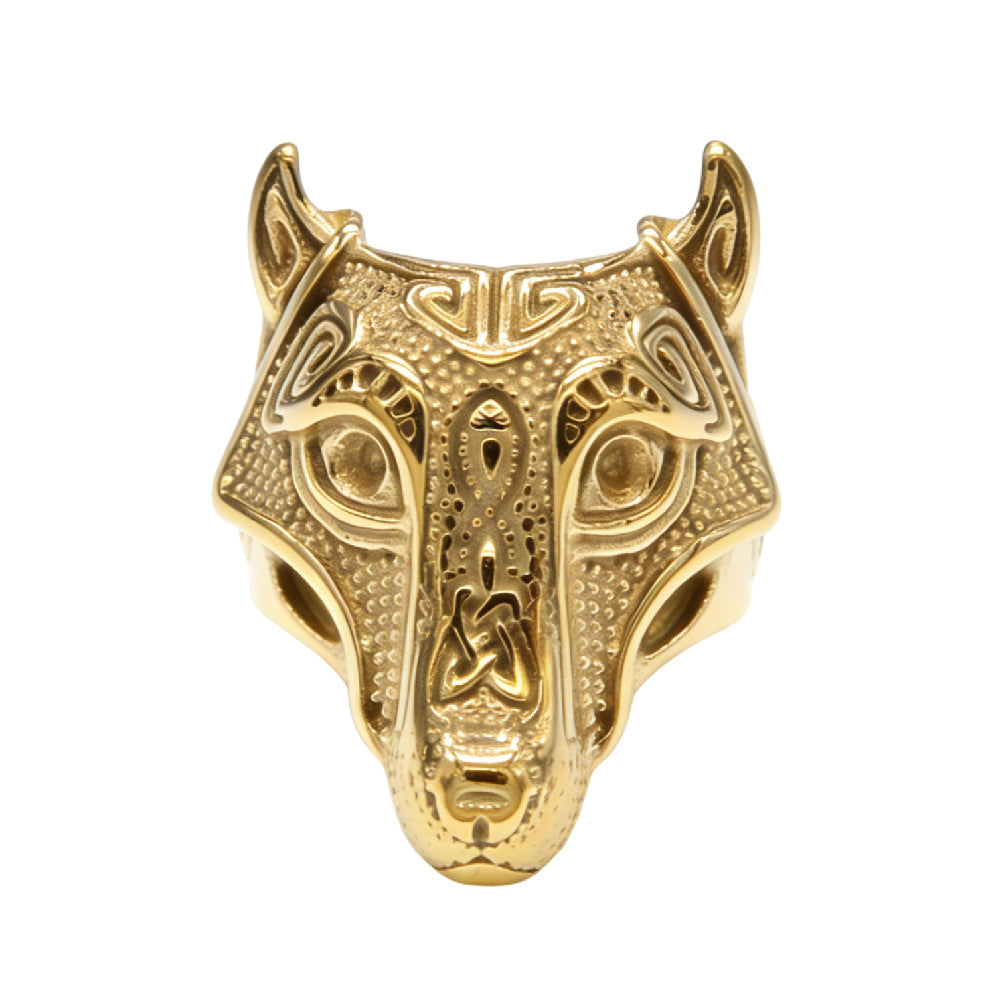 Planderful Viking Direwolf Zircon Eyes Titanium Steel Ring For Men Unisex Protection