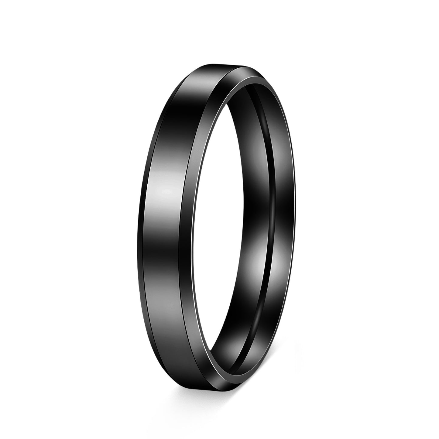Planderful Everyday Genie Titanium Steel Ring Unisex 4mm 6mm 8mm Glossy Double Beveled Finish