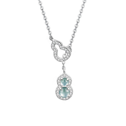 Fulu Double Ring Gourd 925 Sterling Silver Necklace Female