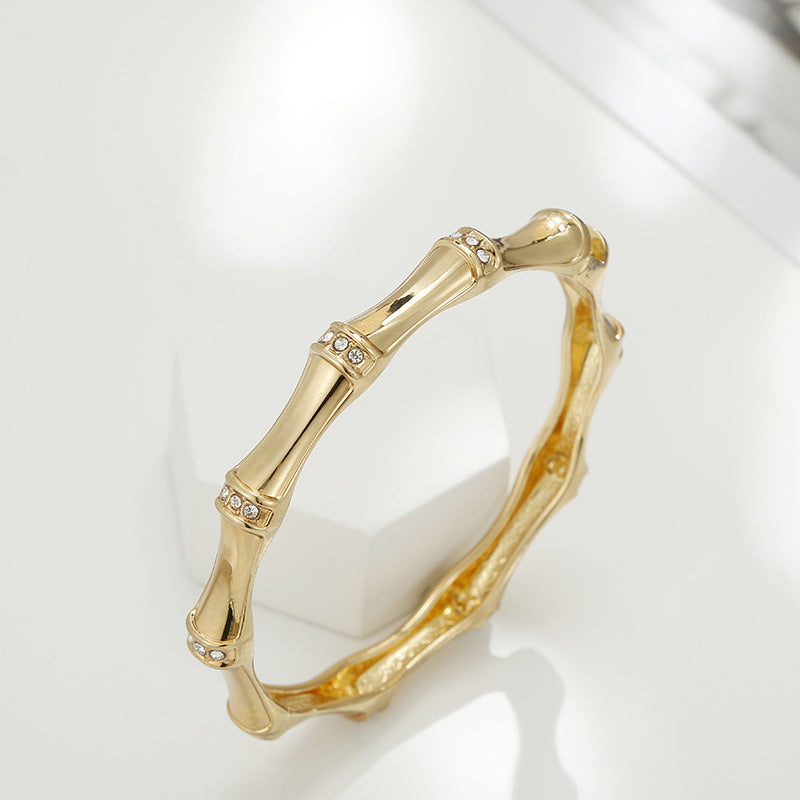 Bamboo Link Electroplated Bracelet with Luxe Appeal in Gold Plating
