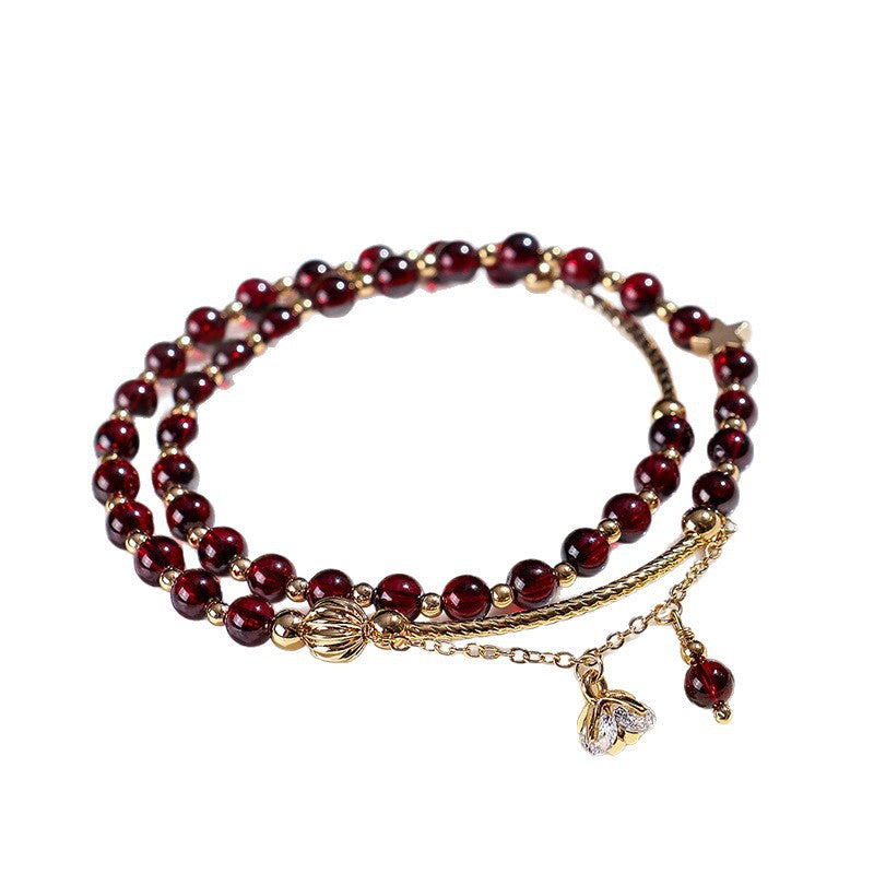 Planderful Fortune's Favor Bracelet – Elegant Garnet and Lapis Lazuli Design