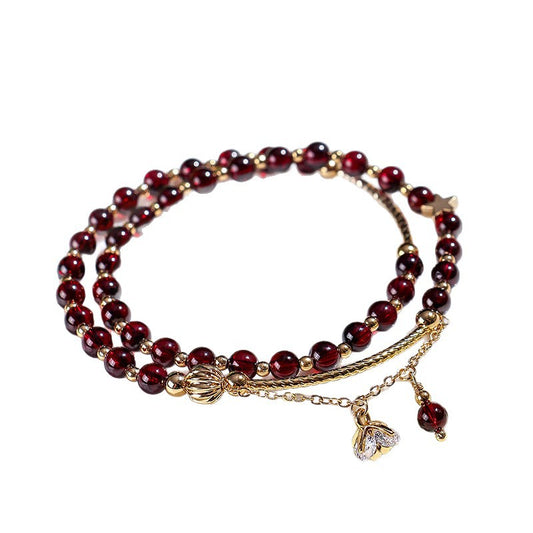 Planderful Fortune's Favor Bracelet – Elegant Garnet and Lapis Lazuli Design
