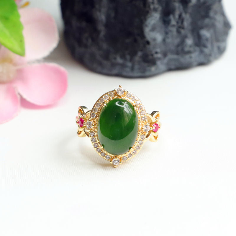 Hetian Jasper Statement Ring