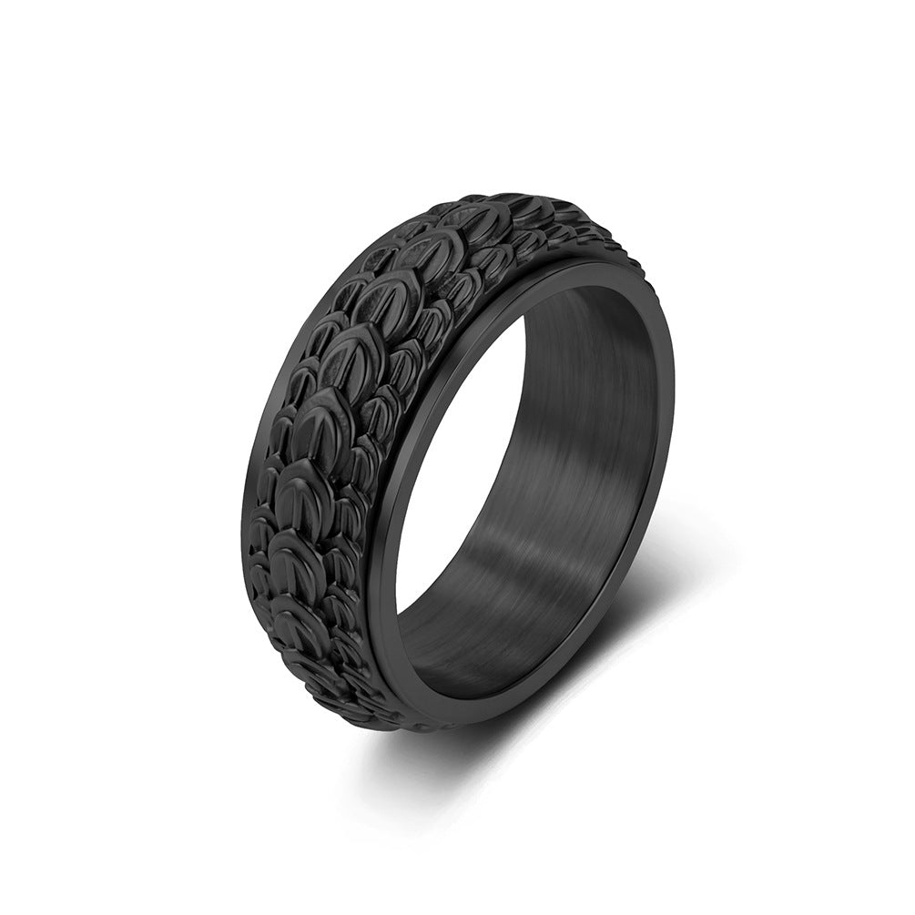 Dragon Scale Spinner Vintage Stainless Steel Ring for Men