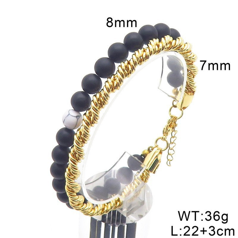 Planderful Mens Turquoise Agate Stainless Steel Bracelet