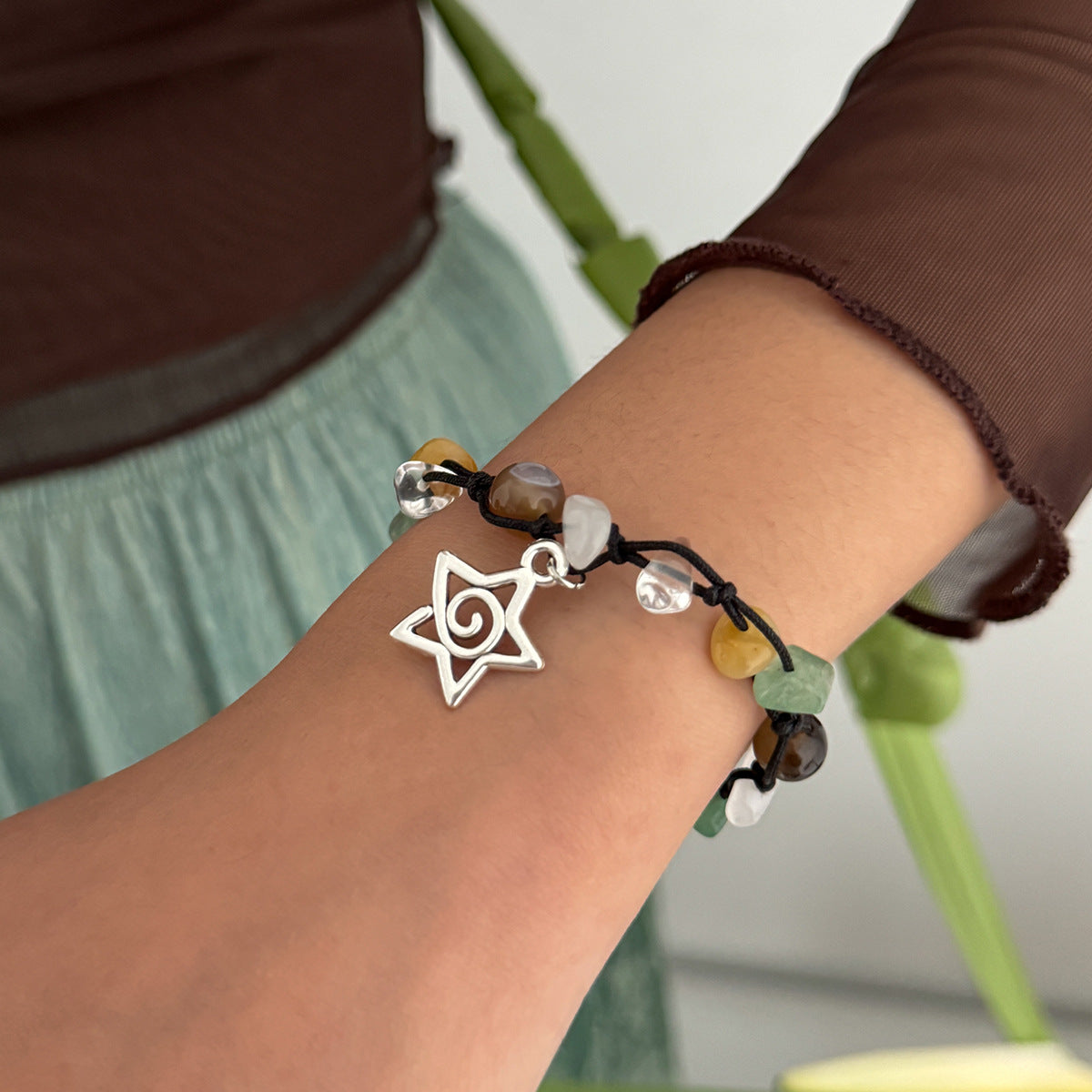 Planderful Vienna Verve Beaded Pendant Bracelet For Women Adjustable Pull Rope Statement Star Sun Charm