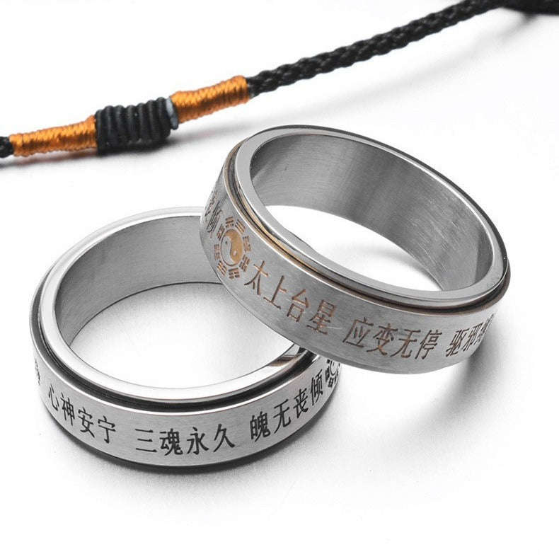 Taoist Meditation Stainless Steel Ring Gossip Can Be Rotated & Decompressed To Relieve