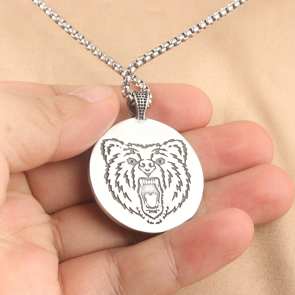 European And American Stainless Steel Bear Paw Pendant Necklace