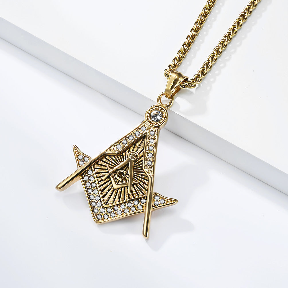 Planderful Masonic Necklace Unisex Pendant Retro Punk Style Long Lasting Finish For Trendsetters