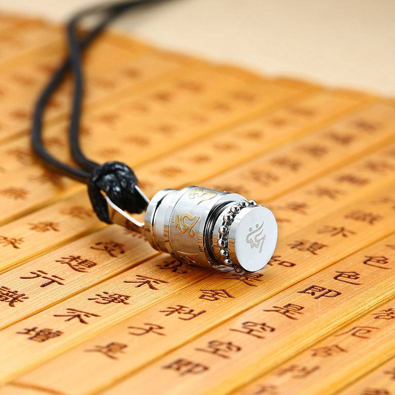 Titanium Steel Necklace Six-Character Mantra Pendant for Men