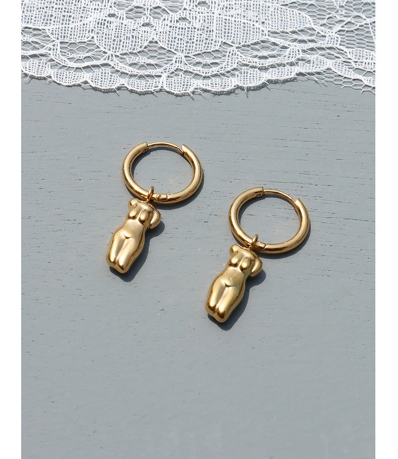 Geometric Circular Earrings in Gold Plated Titanium Steel