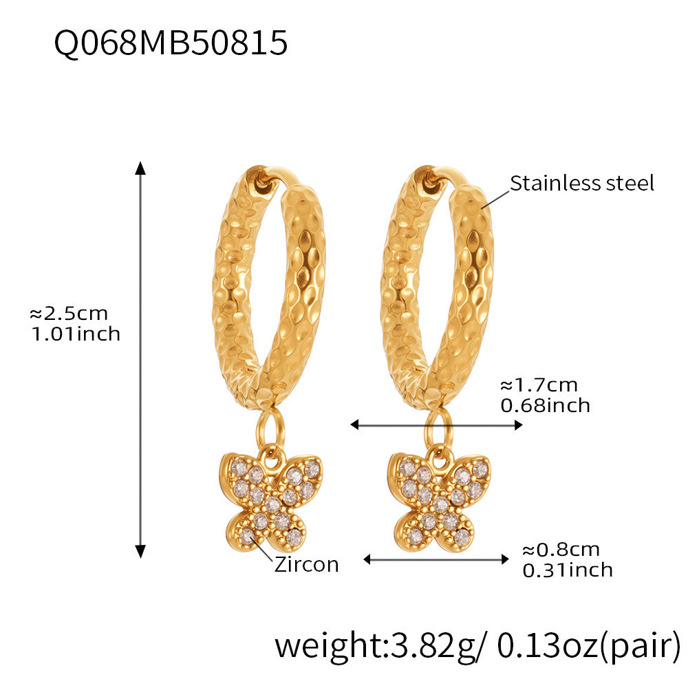 Planderful Zircon Earrings Butterfly Pendant For Fairy Fans