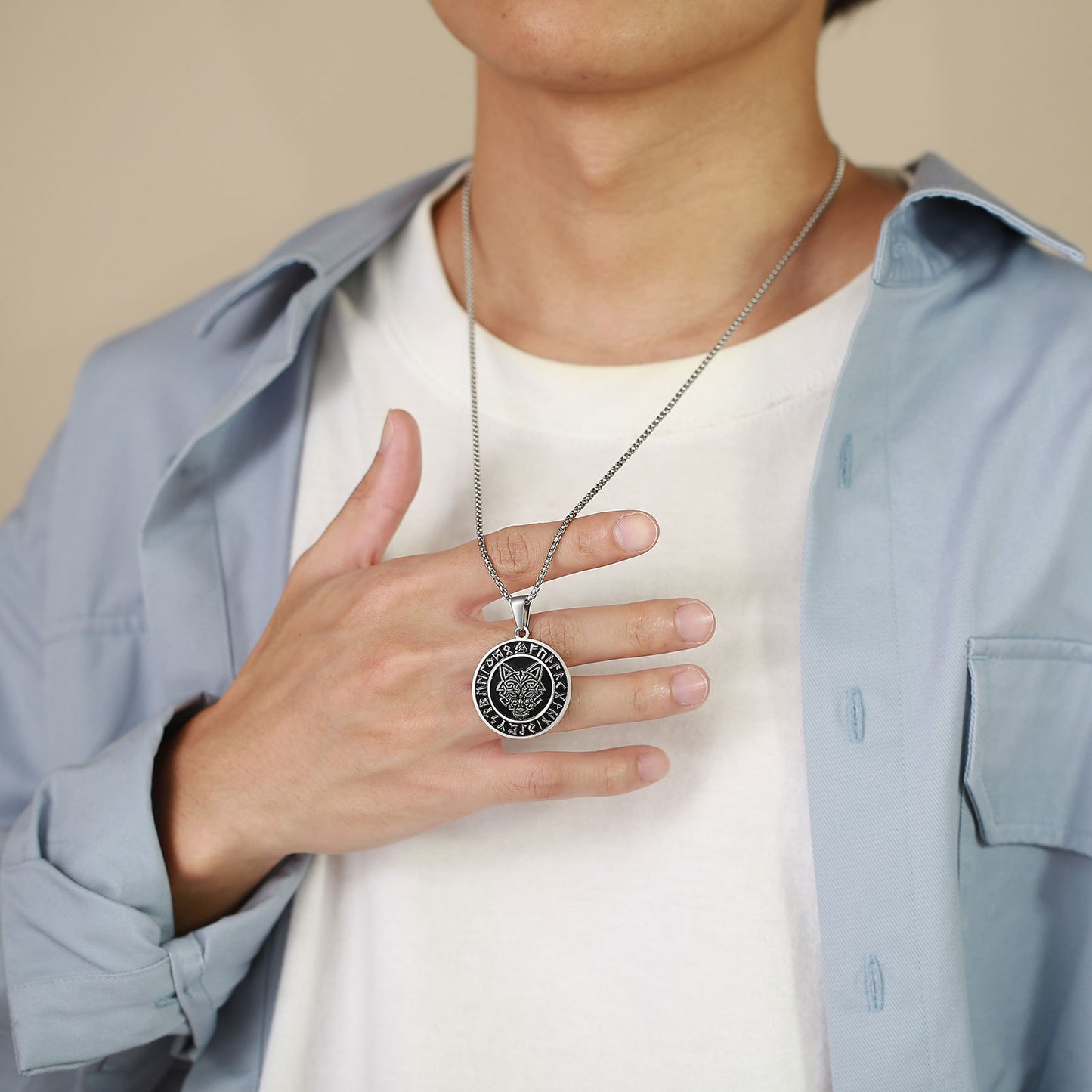 European and American Jewelry Stainless Steel Viking Wolf Pendant