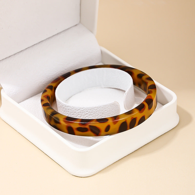 Leopard Print Acrylic Women's Bracelet - Vienna Verve Statement Jewelry
