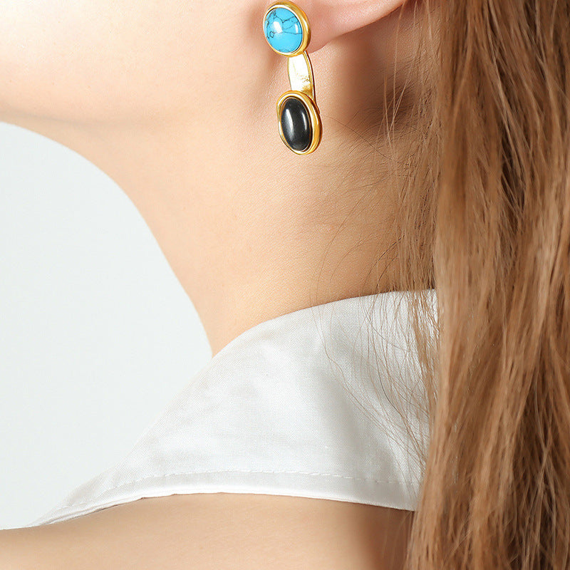 Colorful Gemstone Accent Detachable Earrings - Vintage Style for Women