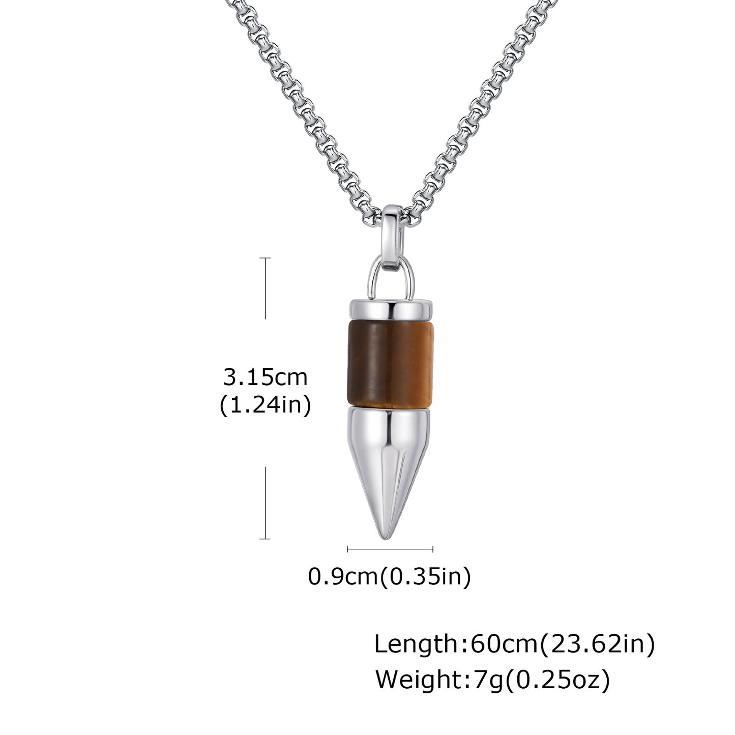 Planderful Mens Pendant Necklace Round Bullet Gemstones