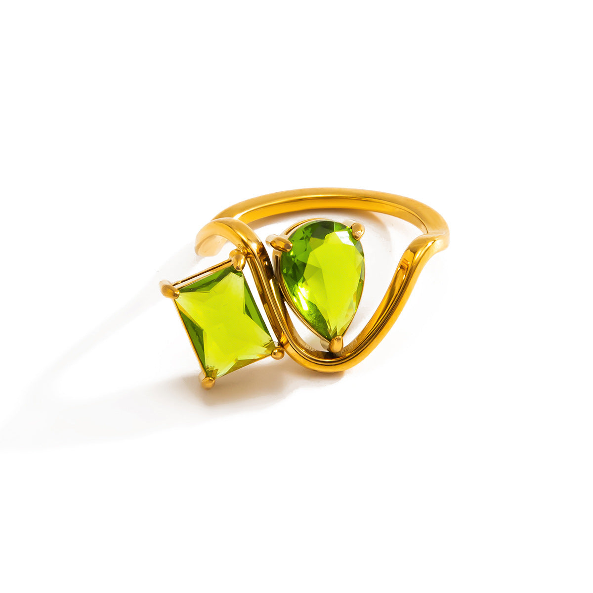 Planderful Vienna Verve Stainless Steel S Curve Zircon Ring For Modern Women Statement Jewelry
