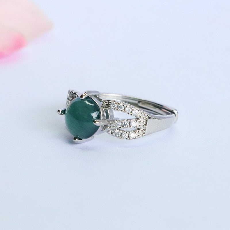 Blue-Water Jadeite Star Glow Ring
