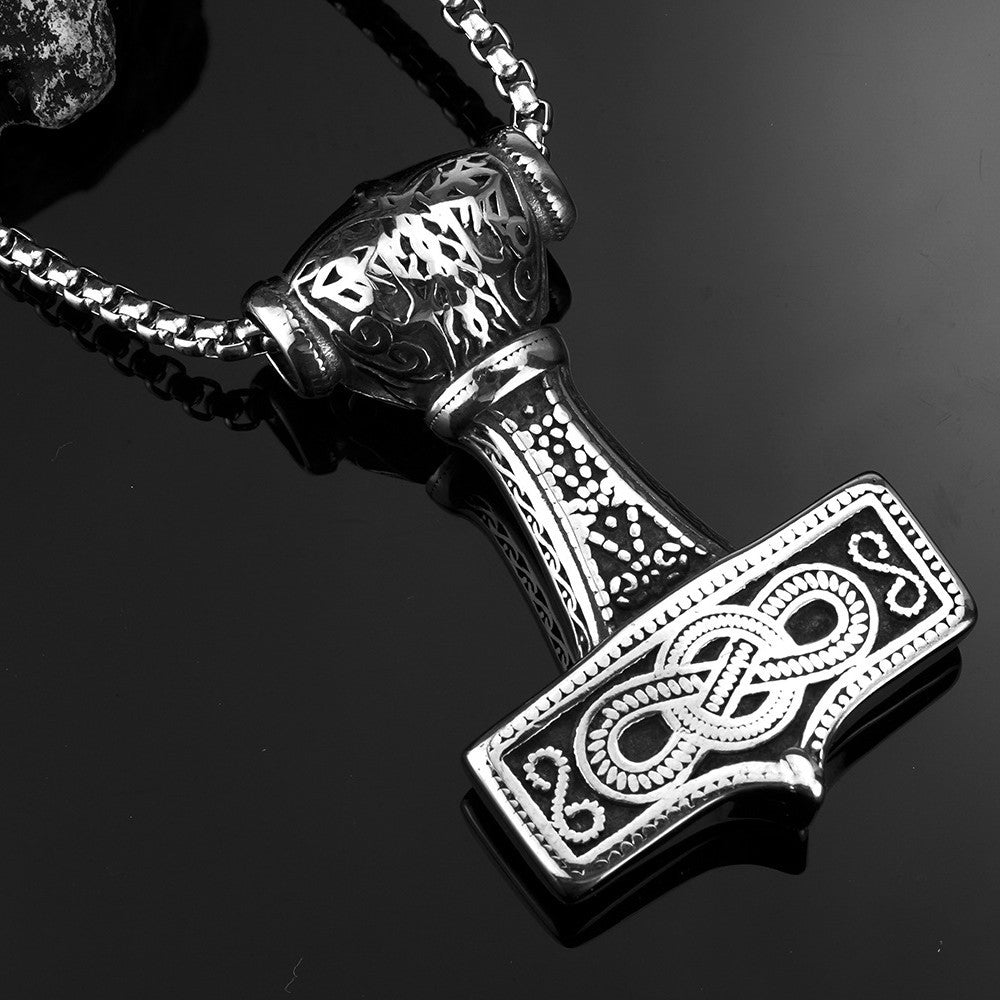 Planderful Thor Hammer Pendant Personalized Viking Necklace For Men Titanium Steel Bold Trendsetter Jewelry