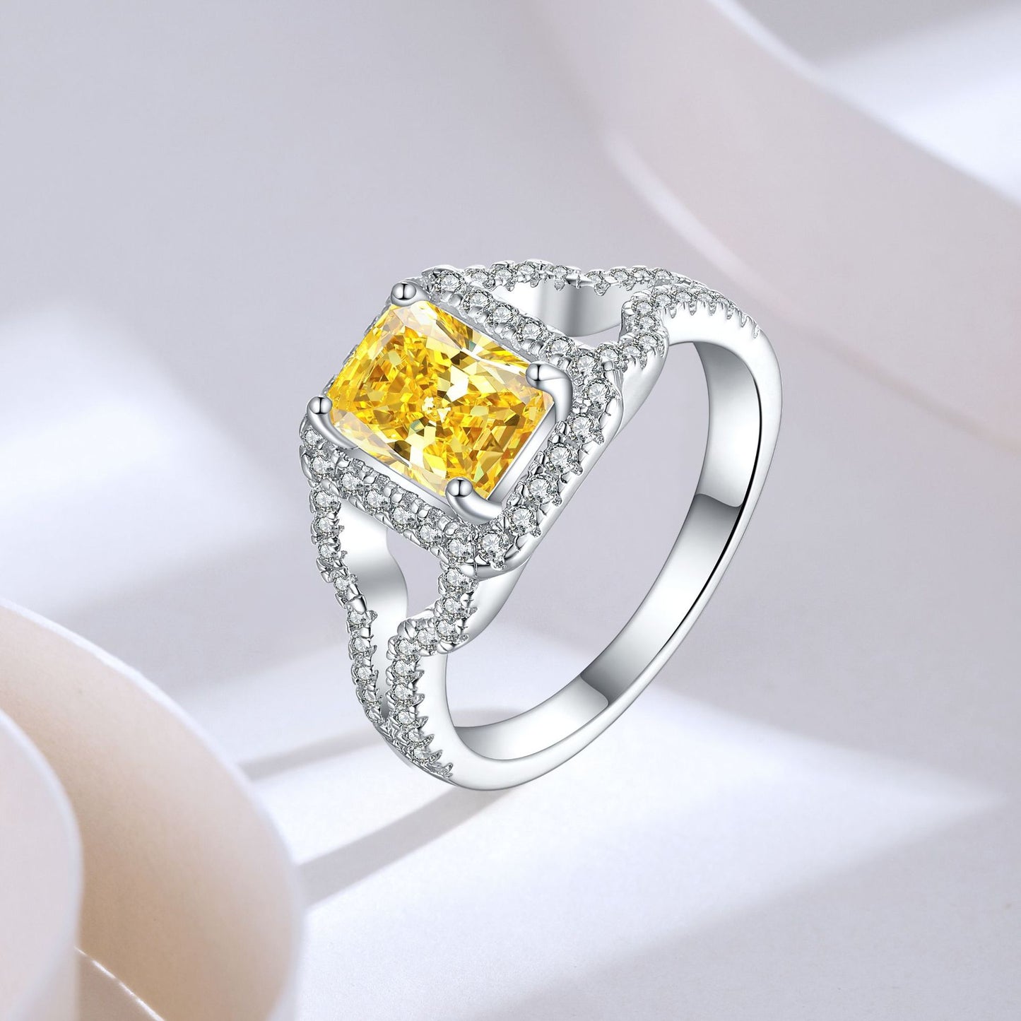 High-End Sterling Silver 1.5ct Colored Treasure Ice Flower Ring